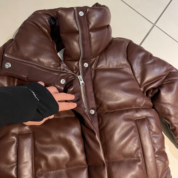 Dark Brown Abercrombie Vegan Leather Jacket Women - Picture 5 of 7